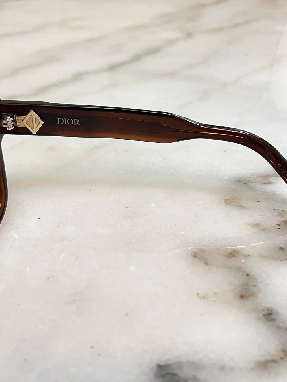 Dior Brown Cat-Eye Acetate Optical Glasses with Diamond Accents